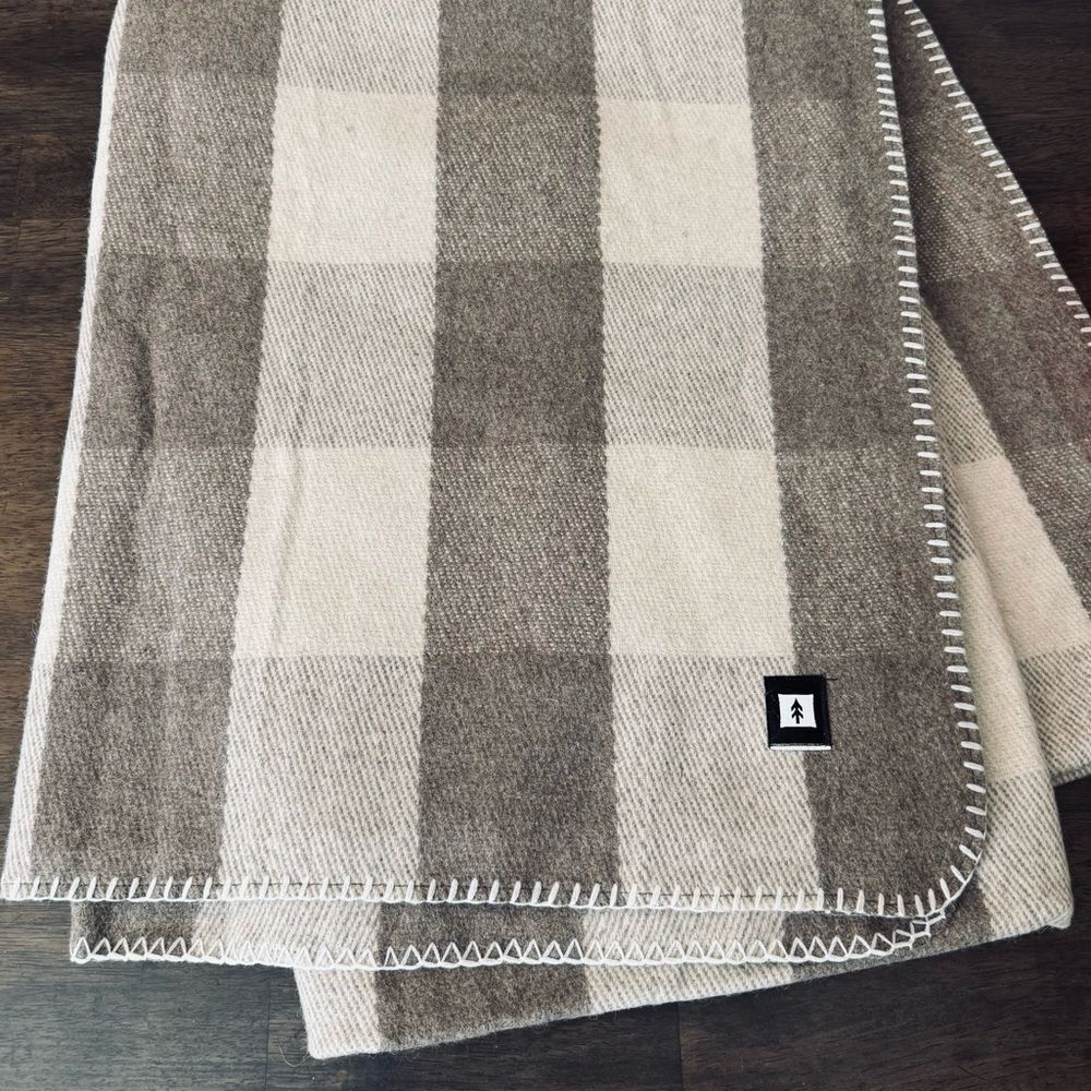 Ektos Wool Blanket Bedding Twin Brown Tan Plaid